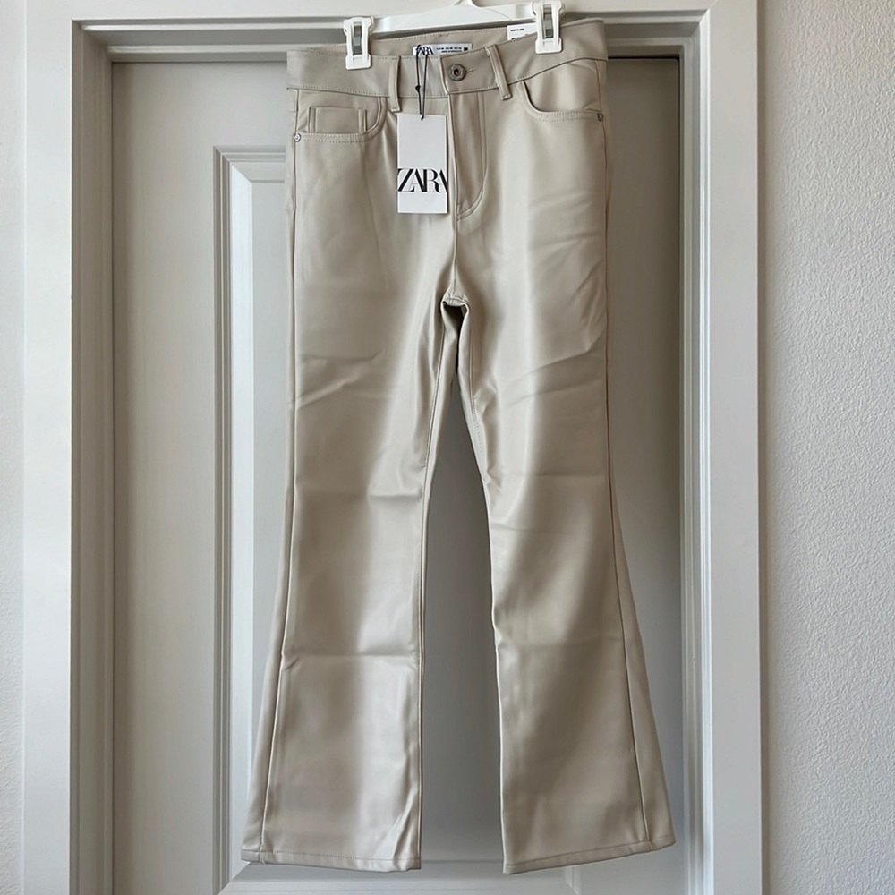 Zara mini flare faux leather pants